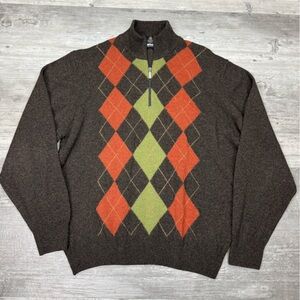 Barbour Brown Argyle Lambswool Sweater XL